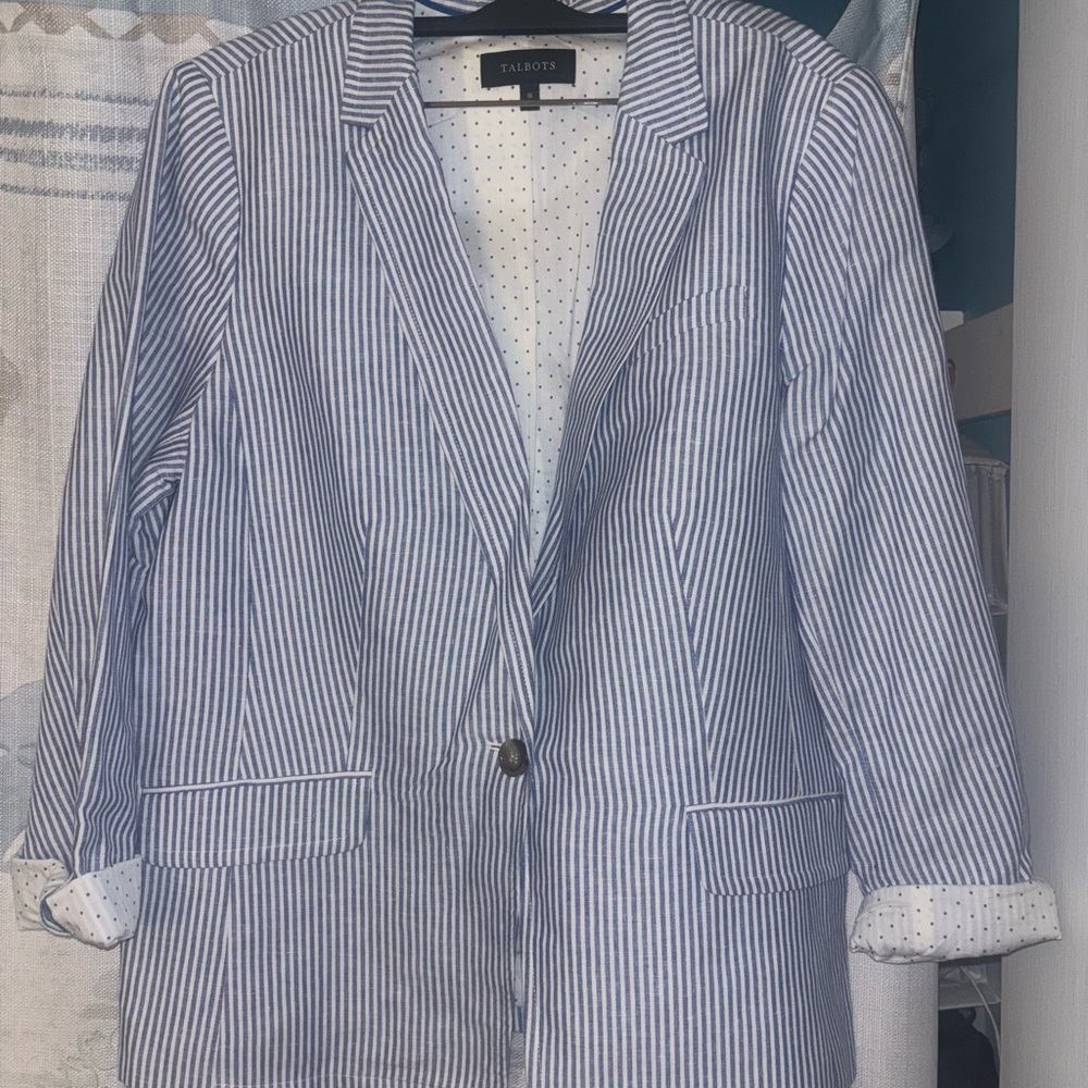 Talbots Blue and White Striped Women's Blazer